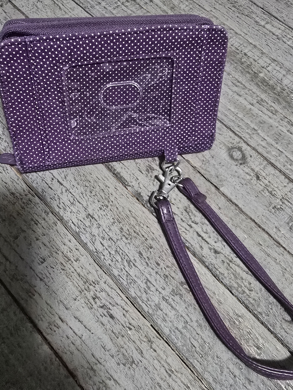thirty-one Purple Polka Dot Wristlet Wallet with Detachable Strap